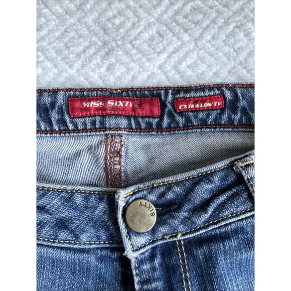 Miss Sixty 60 Vintage Y2K Blue Denim Extra Low Rise Flare Jeans Size 30 - Picture 2 of 9